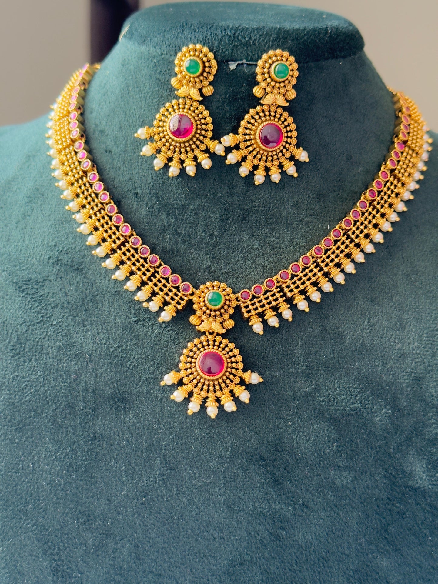 Swarna Antique Temple Necklace Set