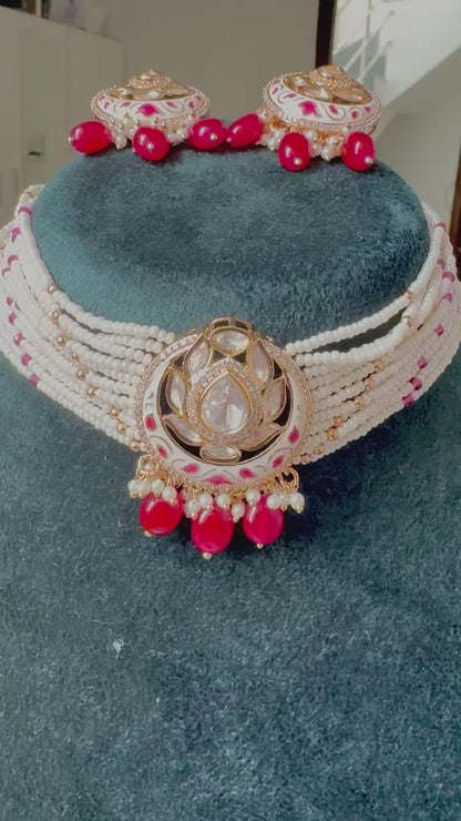 Preeta Polki Meenakari Choker Set