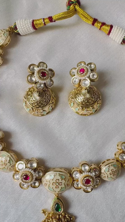 Sarla Meenakari Short Necklace Set