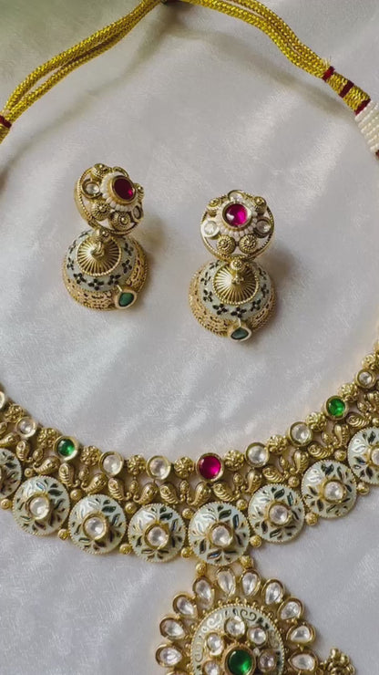 Pankhuri Kundan Meenakari Antique Necklace Set